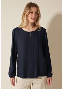 Cecil Damen Langarmbluse, blau, casual, Gr. XL, unifarben, Stoff, Vorderseite und Ärmel: 100% Viskose; Rückseite 95% Viskose, 5% Elasthan, Blusen,
