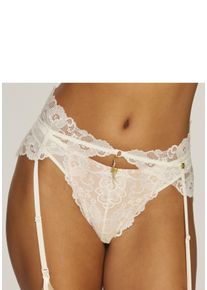 JETTE Damen Strapsgürtel, Gr. 32, beige, Spitze, Obermaterial: 90% Polyamid, 10% Elasthan, Strumpfhalter, aus floraler Spitze mit extravagantem