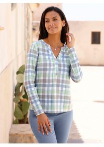 Casual Looks Damen Langarmshirt "Langarm-Shirt", grün, Gr. 40, gemustert, kariert, mehrfarbig, bedruckt, 95% Polyester, 5% Elasthan, Shirts