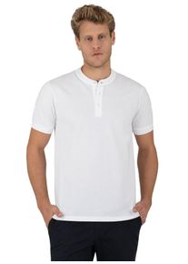 TRIGEMA Herren T-Shirt "TRIGEMA Henley Shirt mit Knopfleiste", weiß, Basic, Gr. L, 100% Baumwolle, Shirts