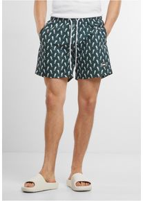 Urban Classics Herren Badeshorts "Urban Classics Herren Pattern Swim Shorts"schwarzgrünseahorse, Gr. XL, 100% Polyester, Badehosen
