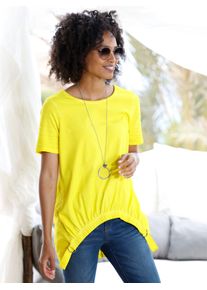 Heine Damen Rundhalsshirt "Longshirt", grün, Gr. 42, gemustert, unifarben, 100% Baumwolle, Rückenteil:100% Baumwolle, Shirts