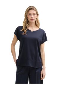 Tom Tailor Damen T-Shirt, blau, casual, Gr. L, Stoff, Obermaterial: 70% Modal, 30% Polyester, Shirts, mit geschlitztem Rundhalsaussschnitt