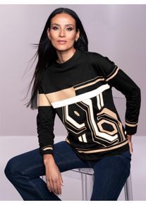 Heine Damen Langarmshirt "Druck-Shirt", gelb, Gr. 48, gemustert, mehrfarbig, 95% Baumwolle, 5% Elasthan, Shirts