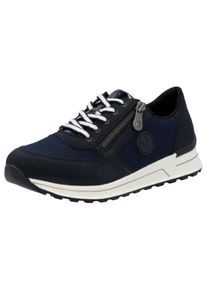 Rieker Damen Sneaker, Gr. 42, blau, Lederimitat, Textil, sportlich, Schuhe, Freizeitschuh, Halbschuh, Schnürschuh im Materialmix