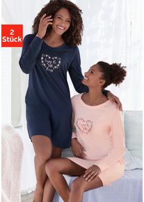 Vivance Dreams Damen Nachthemd, Gr. 32, bunt, Single Jersey, Obermaterial: 100% Baumwolle, unifarben mit Farbeinsätzen, feminin, Kleider, mit