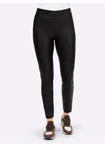 Heine Damen Lederimitathose, schwarz, Gr. 46, unifarben, 100% Polyester, Hosen