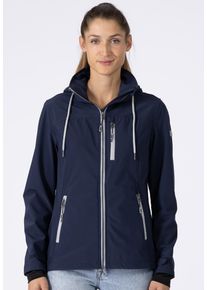 DEPROC Active Damen Softshelljacke "DECORAH PEAK V WOMEN", blau, casual, Gr. 50, 96% Polyester; 4% Elastan, Jacken, mit abnehmbarer Kapuze