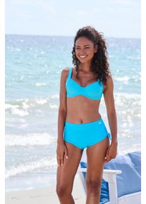 Lascana Damen Bikini-Hotpants, blau, Gr. 36, unifarben, Polyamid, Badehosen, mit seitlicher Raffung