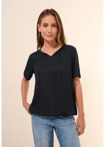 Cecil Damen Kurzarmbluse, schwarz, casual, Gr. XXL, unifarben, Stoff, 100% Viskose, Blusen, mit Elastiksaum