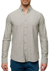 INDICODE Herren Langarmhemd "INMeis", grün, modisch, Gr. XXL, unifarben, Web, Obermaterial: 50% Baumwolle, 50% Leinen, Hemden
