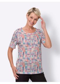 Classic Basics Damen Kurzarmshirt "Kurzarm-Shirt", bunt, Gr. 42, gemustert, mehrfarbig, 100% Polyester, Shirts