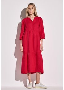 Street One Damen Sommerkleid, rot, casual, Gr. 36, unifarben, Stoff, 100% Leinen, Kleider, aus Leinen