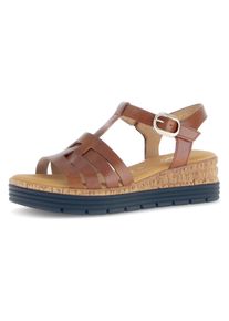 Gabor Damen Keilsandalette "GENUA", Gr. 44, braun, Glattleder, unifarben, klassisch, Schuhe, Riemchensandale, Sommerschuh mit Klettverschluss, G-Weite