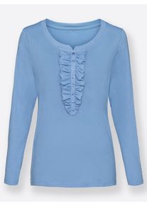 Inspirationen Damen Rundhalsshirt "Shirt", blau, Gr. 38, unifarben, 100% Baumwolle, Shirts