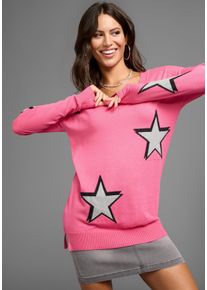 Laura Scott Damen Longpullover, pink, casual, Gr. 44, gemustert, Feinstrick, Obermaterial: 50% Viskose, 26% Polyester, 24% Polyamid, Pullover, mit