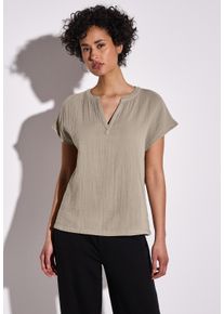 Street One Damen Hemdbluse, beige, casual, Gr. 42, unifarben, Web, 100% Baumwolle, Blusen, aus reiner Baumwolle