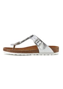 Lascana Damen Zehentrenner "Sandale, Pantolette, offener Schuh, Sommerschuh", Gr. 42, silber, Obermaterial: 100% Lederimitat. Futter: 100%