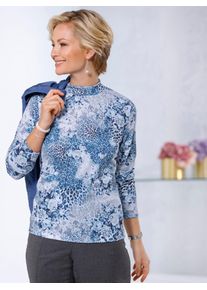 CLASSIC Damen Langarmshirt "Shirt", blau, Gr. 38, geblümt, gemustert, mehrfarbig, 92% Polyester, 8% Elasthan, Shirts