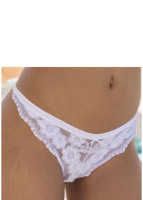 Lascana Damen String, Gr. 36, weiß, Spitze, Obermaterial: 85% Polyamid, 10% Elasthan, 5% Polyester, Unterhosen, aus zarter, elastischer Jacquardspitze