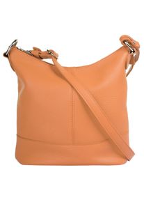 CLUTY Damen Umhängetasche, orange, Leder, unifarben, leicht glänzend, Taschen, echt Leder, Made in Italy