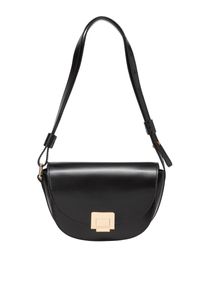 Marc O'Polo MARC O'POLO Damen Umhängetasche "mit edlem Klappverschluss", schwarz, Leder, unifarben, Taschen