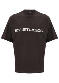 2Y STUDIOS Herren T-Shirt "2Y Studios Herren Logo Oversize Tee", schwarz, casual, Gr. M, bedruckt, 100% Baumwolle, Shirts