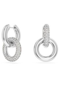 Swarovski Damen Paar Creolen "DEXTERA INTERLINKED, 5668818, 5671807", Metall, silber, Metall, Ohrringe, mit Swarovski Kristall - Einhänger abnehmbar