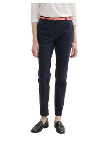 Tom Tailor Damen Chinohose, blau, casual, Gr. 46, unifarben, Obermaterial: 97% Baumwolle, 3% Elasthan. Futter: 100% Baumwolle, Hosen, mit Gürtel