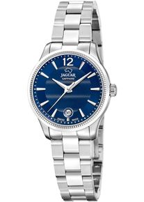 Jaguar Damen Quarzuhr "Essentia"silberfarben, blau, Armbanduhren, Armbanduhr, Damenuhr, Swiss Made, Edelstahlarmband,Saphirglas,Datum