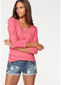 Vivance Damen Langarmshirt "aus elastischer Baumwoll-Qualität", orange, Basic, Gr. 36, unifarben, Single Jersey, Obermaterial: 95% Baumwolle, 5%
