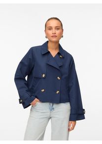 Véro Moda VERO MODA Damen Kurzjacke "VMZOAMARIE SHORT TRENCHCOAT ENT", blau, modisch, Gr. M, unifarben, Web, Obermaterial: 100% Polyester, Jacken