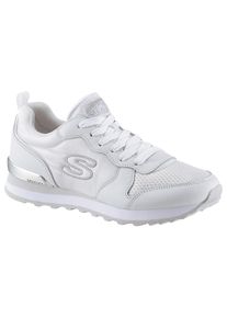Skechers Damen Sneaker "Gold ́n Gurl", Gr. 35, weiß, Leder, Textil, Synthetik, sportlich, Schuhe, Freizeitschuh, Halbschuh, Schnürschuh mit