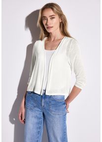 Street One Damen Cardigan, weiß, casual, Gr. 46, unifarben, Stoff, 91% Viskose, 9% Elasthan, Strickjacken, mit 3/4 Ärmeln