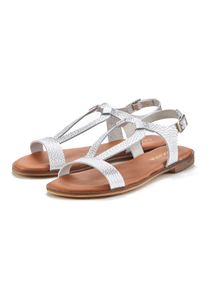 Lascana Damen Sandale "Sommerschuh", Gr. 37, silber, Obermaterial: 100% Rindsleder. Decksohle: 100% Textilmaterial. Laufsohle: 100% Synthetik,