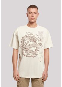 F4NT4STIC Herren T-Shirt "Drache Japan", beige, casual, Gr. XS, Obermaterial: 100% Baumwolle, Shirts, Print