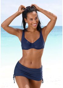 Lascana Damen Bade-Rock, blau, Gr. 38, unifarben, Polyamid, Badehosen, mit seitlicher Raffung
