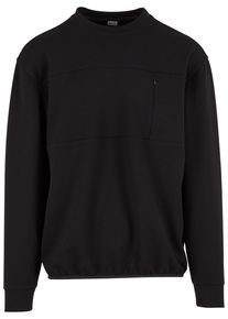 Urban Classics Herren Rundhalspullover "Urban Classics Scuba Zip Pocket Crew", schwarz, casual, Gr. S, unifarben, 95% Polyester, 5% Elasthan, Pullover