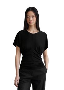 Marc O'Polo MARC O'POLO Damen Kurzarmbluse "aus LENZING ECOVERO ", schwarz, Basic, Gr. XL, unifarben, Obermaterial: 94% Viskose, 6% Elasthan, Blusen