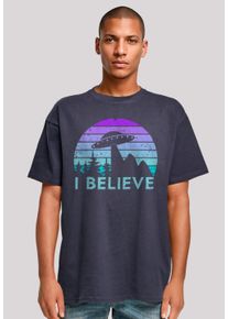 F4NT4STIC Herren T-Shirt "I BELIEVE UFO Alien Raumschiff Retro", blau, casual, Gr. S, Obermaterial: 100% Baumwolle, Shirts, Premium Qualität