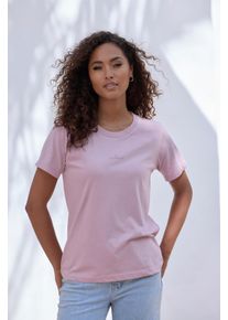 Damen T-Shirt "mit dezentem Logoprint vorn", lila, casual, Gr. M, Copenhagen Studios, unifarben, Single Jersey, Obermaterial: 100% Baumwolle, Shirts,