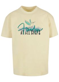 Merchcode Herren T-Shirt "Merchcode Herren Freedom At All Costs Heavy Oversize Tee", gelb, casual, Gr. S, bedruckt, 100% Baumwolle, Shirts