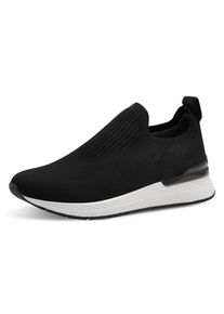 Tamaris Damen Slip-On Sneaker, Gr. 37, schwarz, Textil, sportlich, Schuhe, Keilsneaker, Slipper, Freizeitschuh, Halbschuh mit T-Logoschriftzug