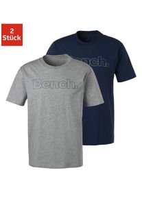Herren T-Shirt, blau, Basic, Gr. S, BENCH. LOUNGEWEAR, unifarben, Obermaterial: 100% Baumwolle, Shirts, Shirt mit Logoprint, Basicshirt mit Rundhals
