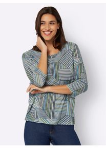Classic Basics Damen 3/4-Arm-Shirt "3/4-Arm-Shirt", blau, Gr. 52, gemustert, mehrfarbig, 100% Polyester, Shirts