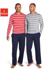 Herren Pyjama, AUTHENTIC LE JOGGER, Gr. 44, bunt, Jersey, Obermaterial: 100% Baumwolle, gestreift, Basic, Homewear-Sets, Schlafanzug mit gestreiften