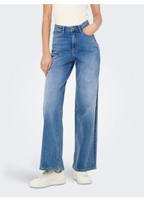 Jacqueline de Yong JDY Damen High-waist-Jeans "JDYFELINA-FINA HW WIDE MED BLUE DNM NOOS", blau, modisch, Gr. L, unifarben, Denim/Jeans, Obermaterial: 98% Baumwolle, 2%