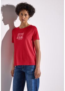 Street One Damen T-Shirt, rot, casual, Gr. 44, bedruckt, Jersey, Obermaterial: 80% Polyester, 20% Viskose, Shirts, mit Wording
