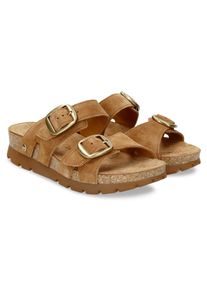Panama Jack Damen Pantolette "Shirley", Gr. 40, braun, Veloursleder, casual, Schuhe, Sommerschuh, Schlappen, Hausschuh mit Schnallenverschlüssen