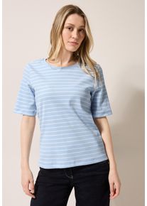 Cecil Damen Rundhalsshirt, blau, casual, Gr. L, gestreift, Web, 95% Baumwolle, 5% Elasthan, Shirts, mit Rundhalsausschnitt